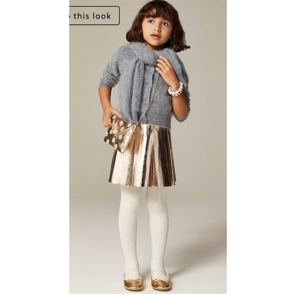 J. Crew Other - J.Crew Crewcuts $75 Girls pleated pull-on skirt in metallic Gold Size 14 CC201